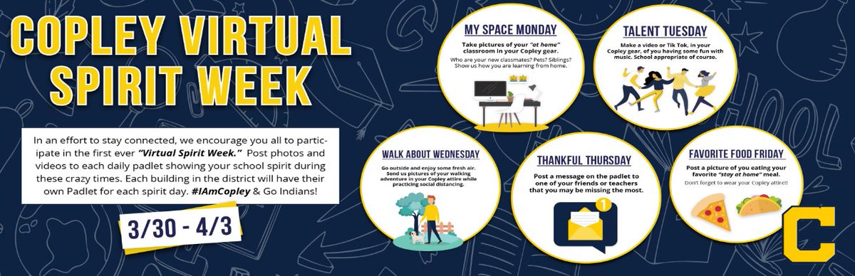 CopleyGuidance's tweet photo. Join us for Virtual Spirit Week: https://t.co/7Q04ktVCfp