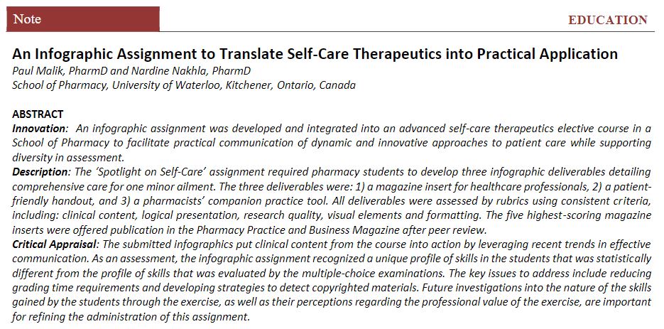 Innov Pharm (@iipjournal) on Twitter photo Teaching #SelfCare therapeutics? Consider student developed infographics. <a href="/UWPharmacy/">Waterloo Pharmacy</a> <a href="/NardineN3/">Nardine Nakhla</a> <a href="/prvmalik/">Paul Malik</a> <a href="/UWaterloo/">University of Waterloo</a> Teaching #SelfCare therapeutics? Consider student developed infographics. <a href="/UWPharmacy/">Waterloo Pharmacy</a> <a href="/NardineN3/">Nardine Nakhla</a> <a href="/prvmalik/">Paul Malik</a> <a href="/UWaterloo/">University of Waterloo</a>