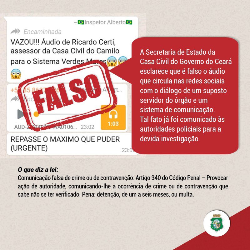 Peço que não compartilhem Fake News, principalmente num momento tão delicado