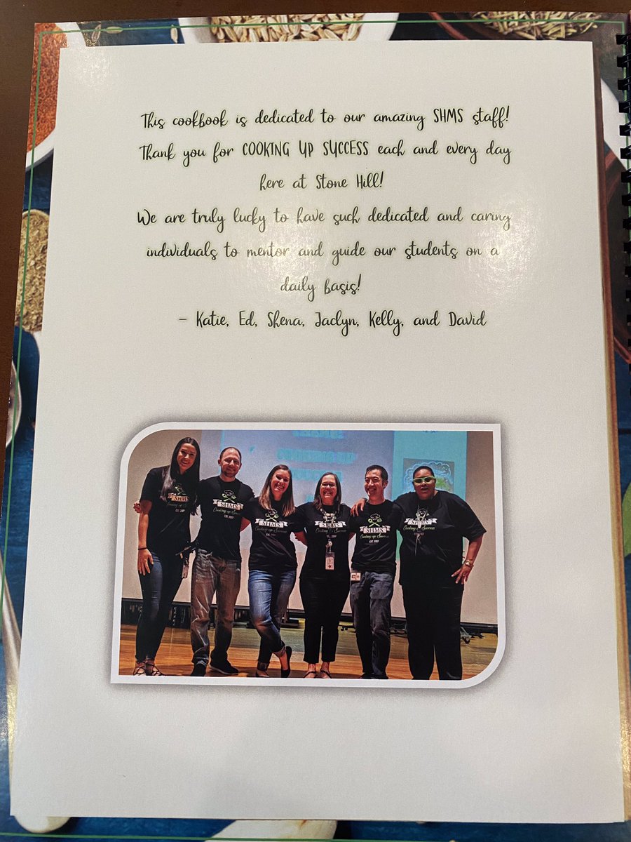 Stone Hill Middle (@stonehillmiddle) on Twitter photo SHMS Staff we challenge you to make a new recipe from your Staff Cookbook! We know that you will continue to āCook up Successā for our students through distance learning! <a href="/kanneclark/">Kathryn Clark</a> @ShenaIBlcps <a href="/EdChiLCPS/">Ed Chi</a> <a href="/KRobucci/">Kelly Robucci</a> <a href="/Garey_lcps/">David Garey</a> <a href="/Royster_SHMS/">Jaclyn Royster</a> SHMS Staff we challenge you to make a new recipe from your Staff Cookbook! We know that you will continue to āCook up Successā for our students through distance learning! <a href="/kanneclark/">Kathryn Clark</a> @ShenaIBlcps <a href="/EdChiLCPS/">Ed Chi</a> <a href="/KRobucci/">Kelly Robucci</a> <a href="/Garey_lcps/">David Garey</a> <a href="/Royster_SHMS/">Jaclyn Royster</a>