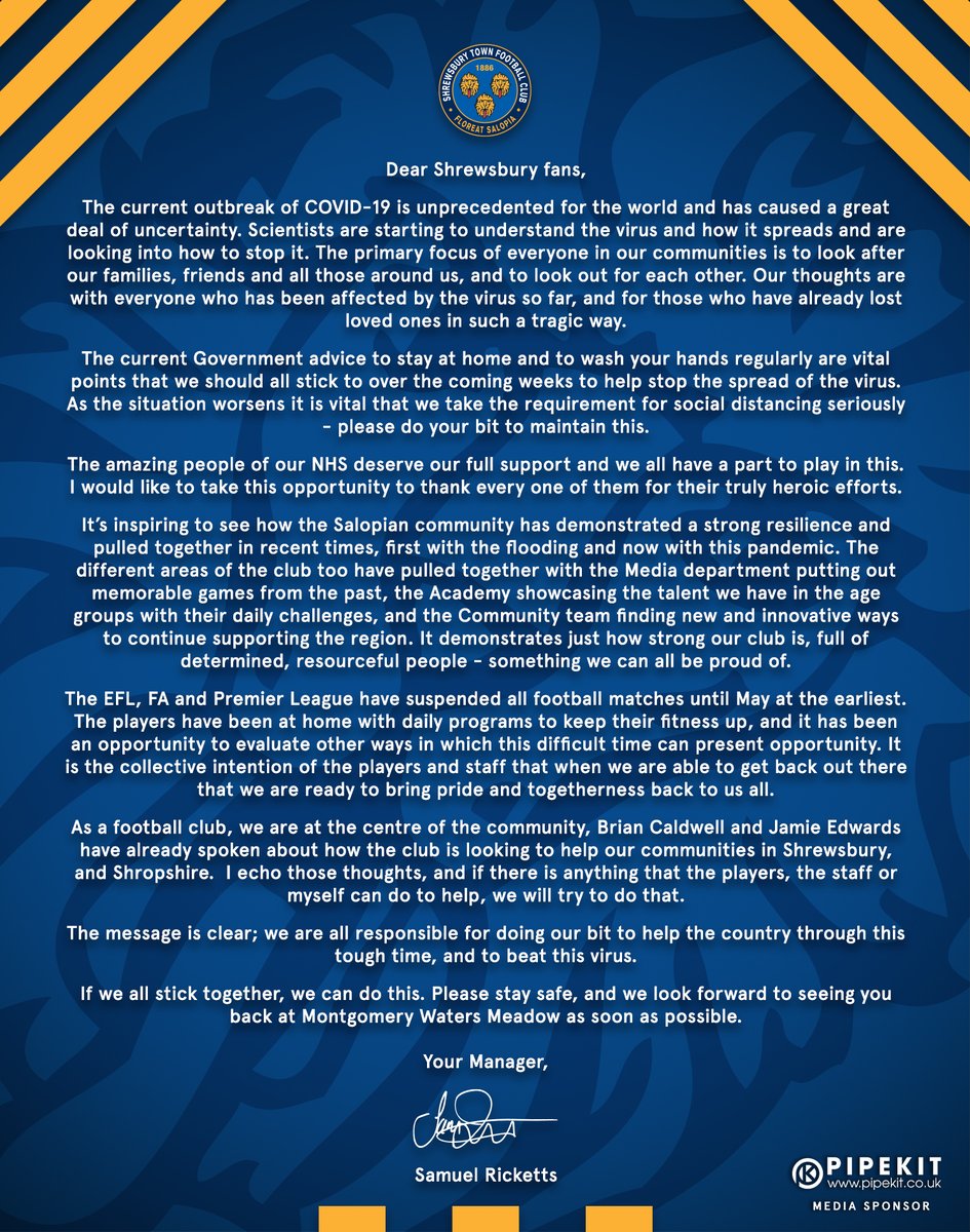 📨| A letter from our Manager.