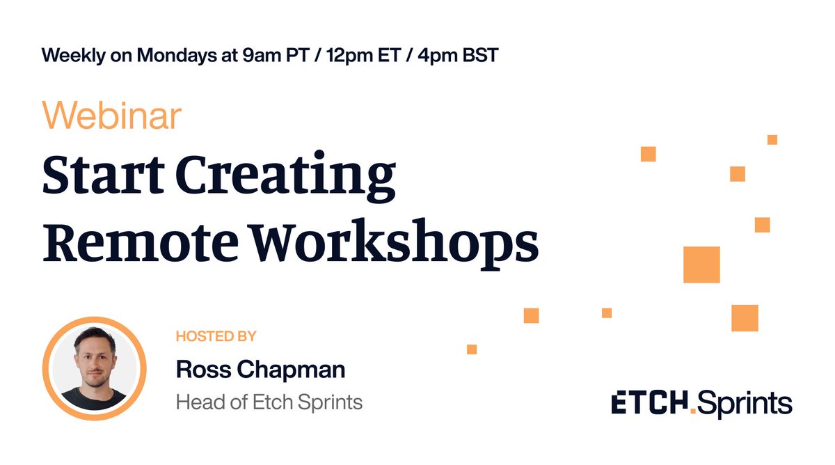rosschapman's tweet image. At 4pm BST, I'll be sharing how you can start to Create a Remote Workshop.

Sign up: etchgroup.zoom.us/webinar/regist…

#remotesprint #betterbusiness #remotework #remote #workshop #virtualworkshop