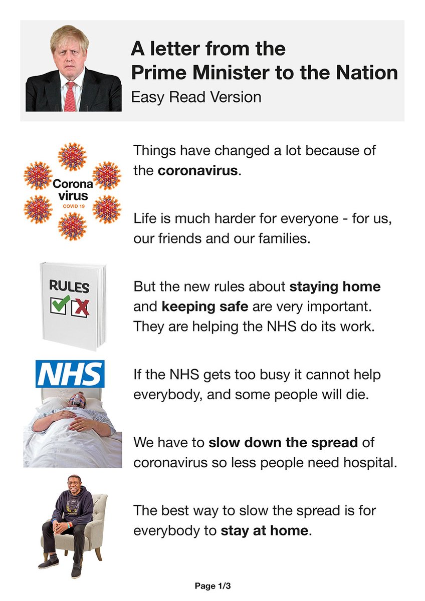 Photosymbols's tweet photo. New on the Keep Safe website, our easy read version of the Prime Minister's letter to the nation. Download it now. #easyread #coronavirus #primeminister #borisjohnson 

https://t.co/SIg3wcDpu3 https://t.co/AhrBWIuNT2