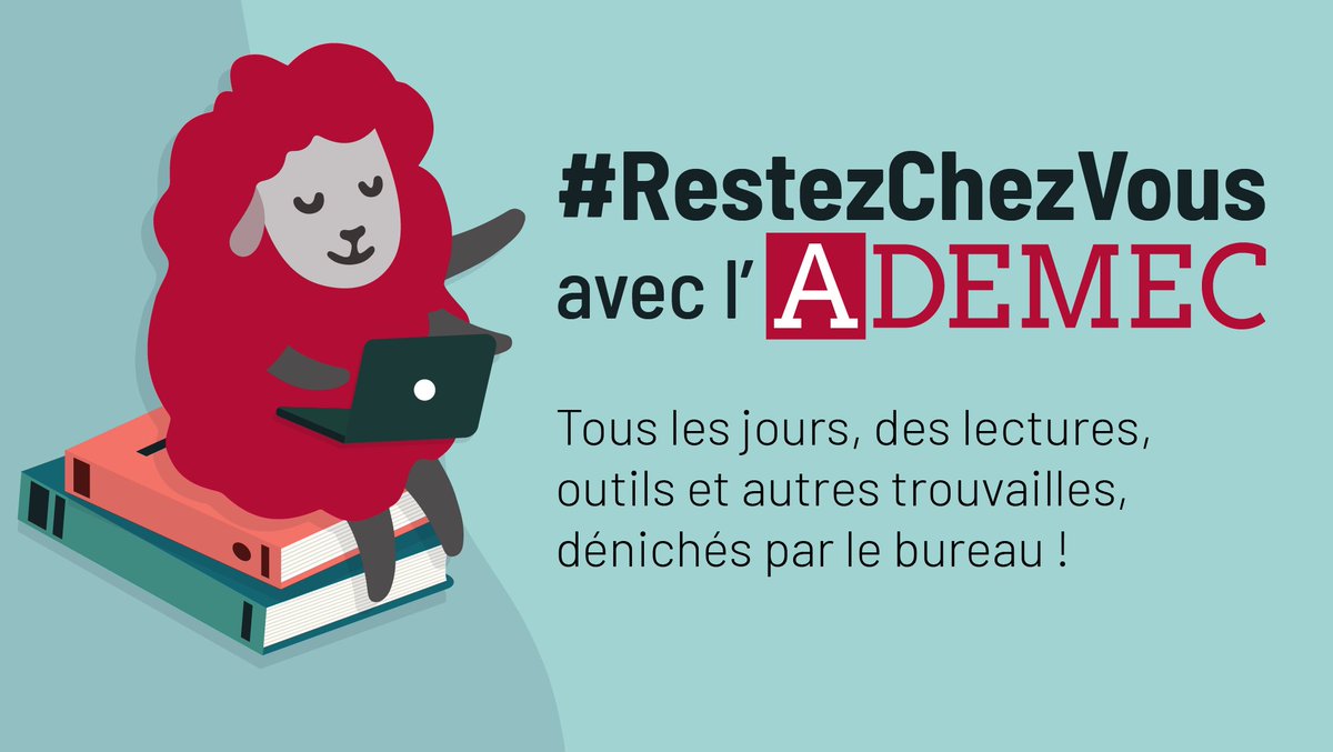 Confinement oblige, l'ADEMEC propose de partager chaque jour une ressource utile dénichée par les membres du bureau  Déroulez ce tweet pour y trouver lectures, outils, et autres trouvailles accessibles en ligne ! L'occasion aussi de partager les vôtres ? 