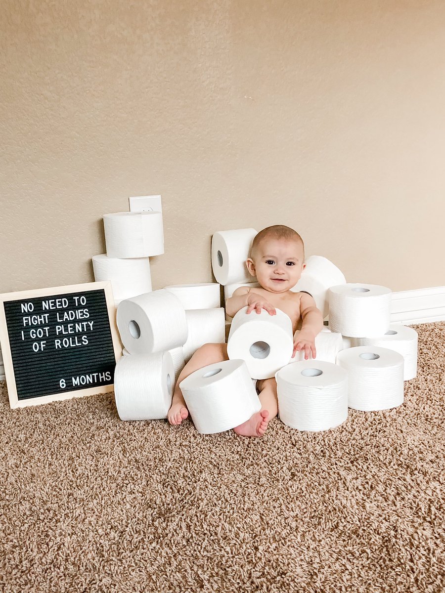 Mrs_Geezee's tweet photo. A little quarantine humor 😅 Happy 6 months baby boy! #halfwaytoONE #babyrolls #alwaysbeenabulkbuyer #werenotsharing https://t.co/obmxzY12IV