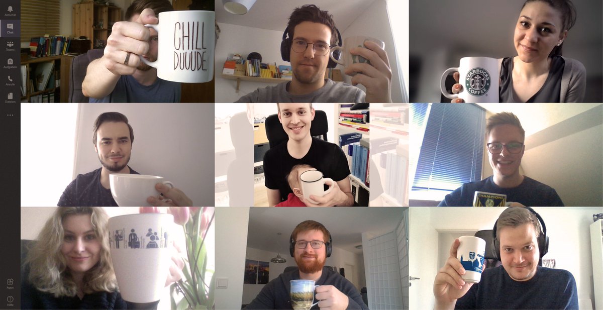 Trotz #HomeOffice verzichten wir nicht auf unsere gemeinsame #Kaffeepause. ☕️☕️☕️
Wir wünschen allen einen guten und gesunden Start in die neue Woche! 

<a href="/HNI_PB/">HeinzNixdorfInstitut</a> <a href="/unipb/">Universität Paderborn</a> #wirbleibenzuhause #StayAtHome