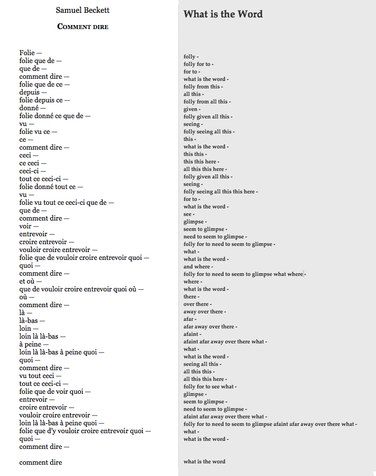 40 Comment dire / What is the Word by Samuel Beckett, read by Joseph West  @JoJoLaWe  #PandemicPoems  https://soundcloud.com/user-115260978/40-comment-dire-what-is-the-word-by-samuel-beckett-read-by-joseph-west