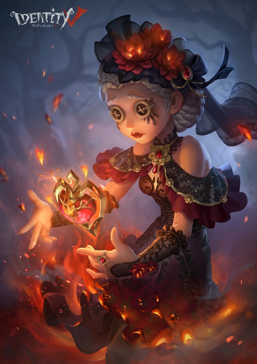 公式 Identityv 第五人格 火を浴びた蓮の花は 火に洗練されて涅槃する 輪廻転生を昇華した先に 悟りの境地を見出して エミリーの衣装が4月末に登場予定なの Identityv 第五人格 第五人格衣装 エミリー