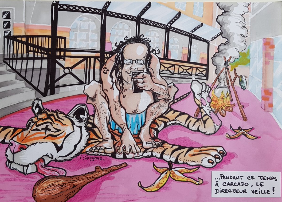 CARCADOSAISSEVA's tweet photo. Le virus n'atteindra pas notre sens du l'humour, ni celui du dessinateur confiné, ni celui de notre directeur... https://t.co/wzdzOtCQYn