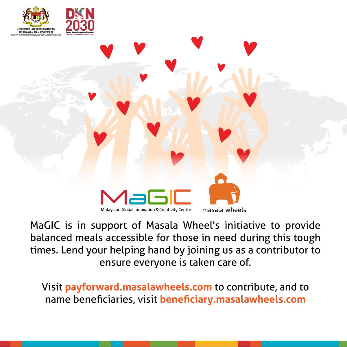 myMRANTI's tweet photo. Join MaGIC and @masalawheels and together we deliver subsidised balanced meal for PPR families affected by the #covid19 situation. Join our cause and pay it forward with our #foodwithoutborders initiative today!

Contribute at https://t.co/FEE1LBHg4t https://t.co/ezHViTxI2Y