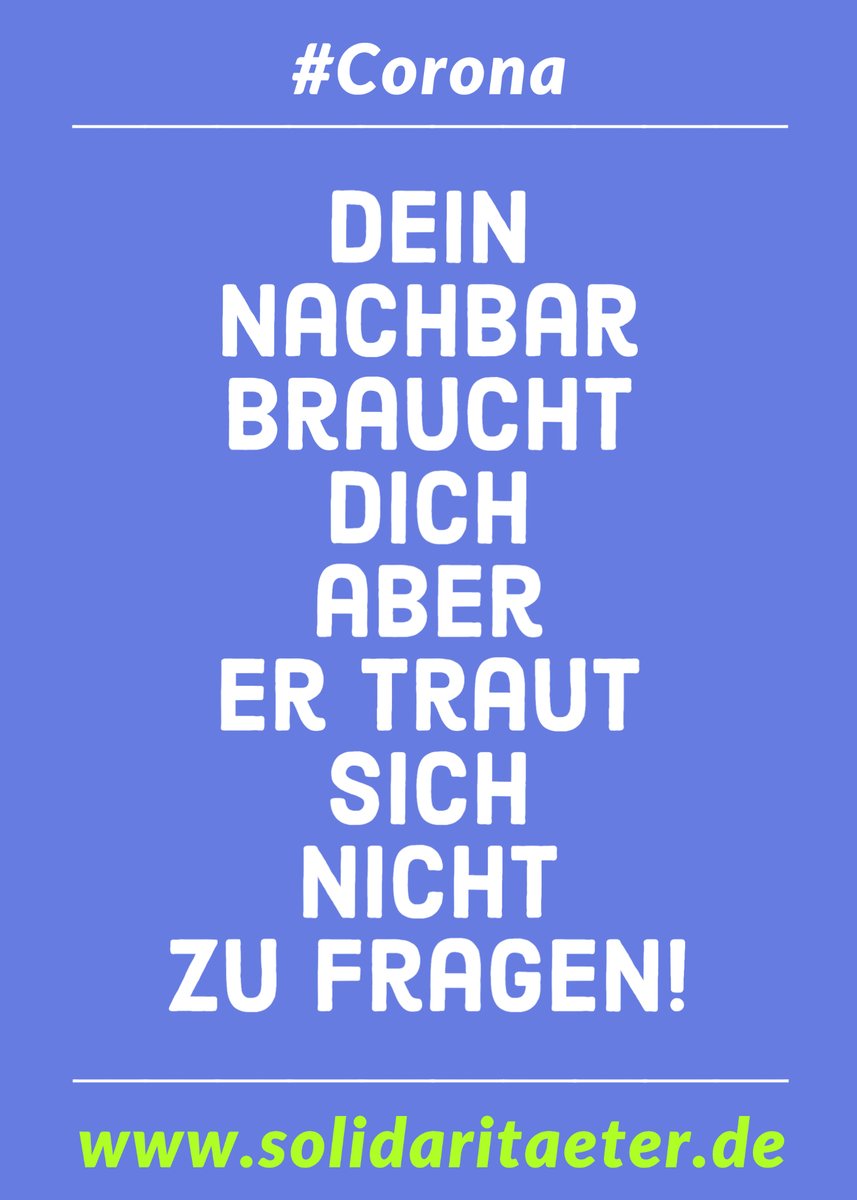 Solidaritaeter1's tweet photo. Wenn jeder seinen Nächsten hilft, ist jeder versorgt! #wirallesindnachbar #solidaritaeter #zusammenhalt #coronakrise #wirbleibenzuhause https://t.co/qLcCOgvKnQ