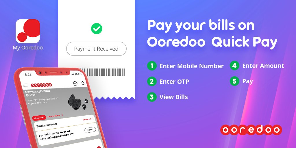 Need to pay your bill? Get it done from home via Ooredoo Quick Pay 👉 ore.do/pay 

#StayHome #StaySafe #StayConnected