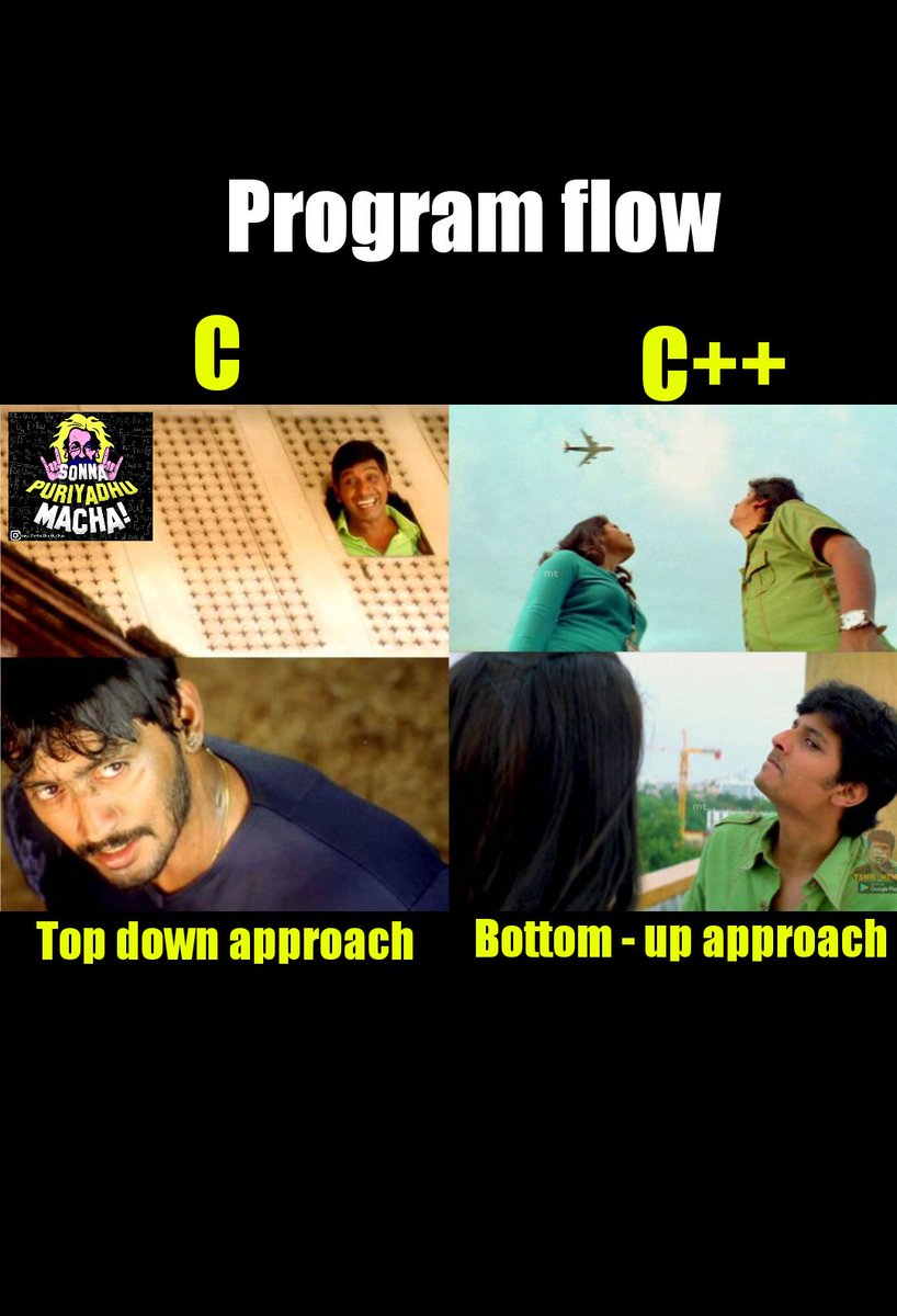sonna_puriyathu's tweet photo. Differences between C and C++ in Kollywood style😜....
Follow our Instagram page for more updates : https://t.co/FNIoHfa6ho
#MEMES #Kollywood #CProgs #CPP #programminglife #programmers #Dhoni https://t.co/m3tELDnw9l