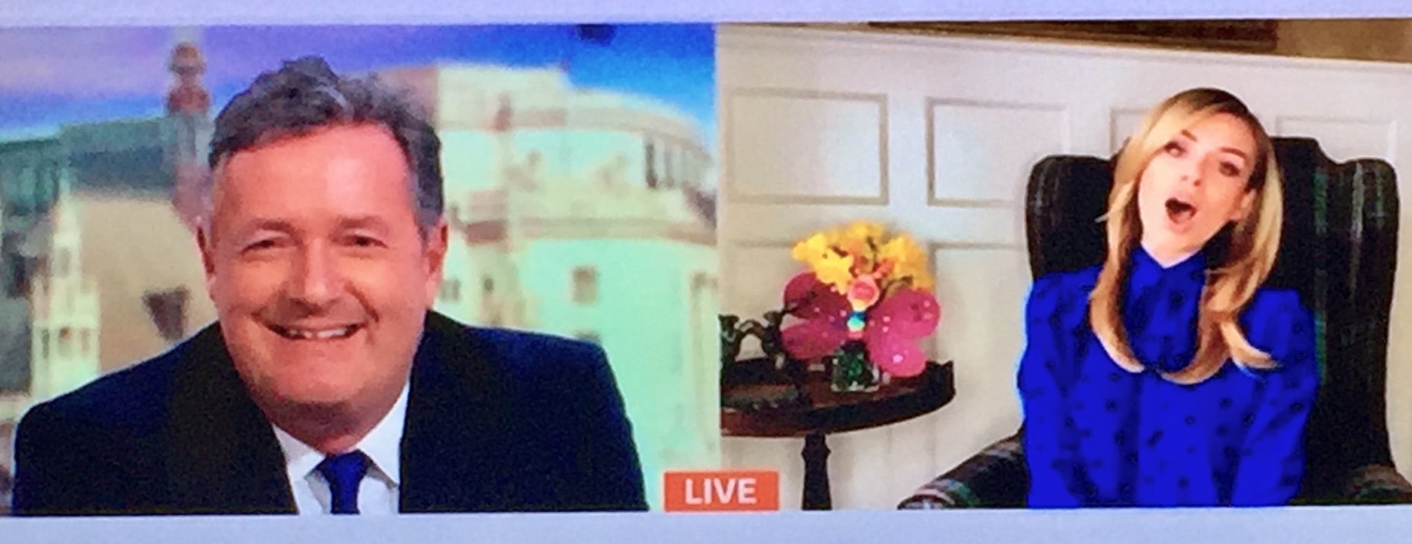 Piers Morgan melting as Kathrine Jenkins sings happy birthday. What a voice.   