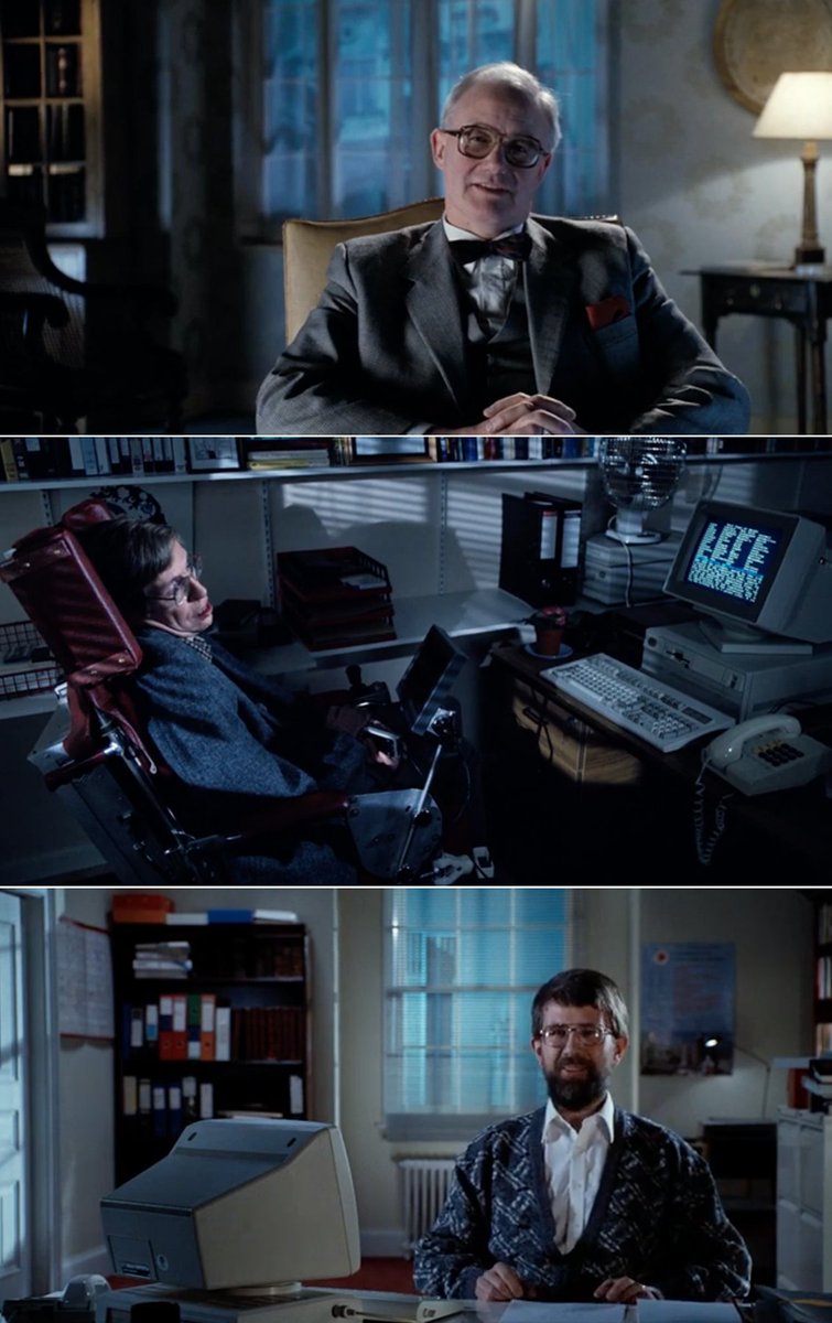 For me in interview, it's the small surprising moments of irreverence or humour that help paint an authentic picture of a person. These moments are abundant in <a href="/errolmorris/">errolmorris</a>' A Brief History Of Time. Also worth watching to examine the sets built to interview his participants in.