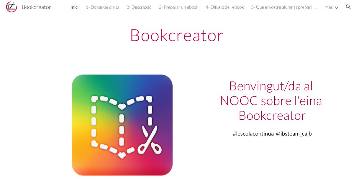 📢 T'oferim un #NOOC sobre <a href="/BookCreatorApp/">Book Creator from Kami</a> per poder crear, tu o el teu alumnat, ebooks 
📌 potencia la seva creativitat
📌 permet metodologies de treball innovadores i competencials
📌 alumnat protagonista del seu procés
📌 afavoreix la metacognició
📱💻 ibsteam.caib.es