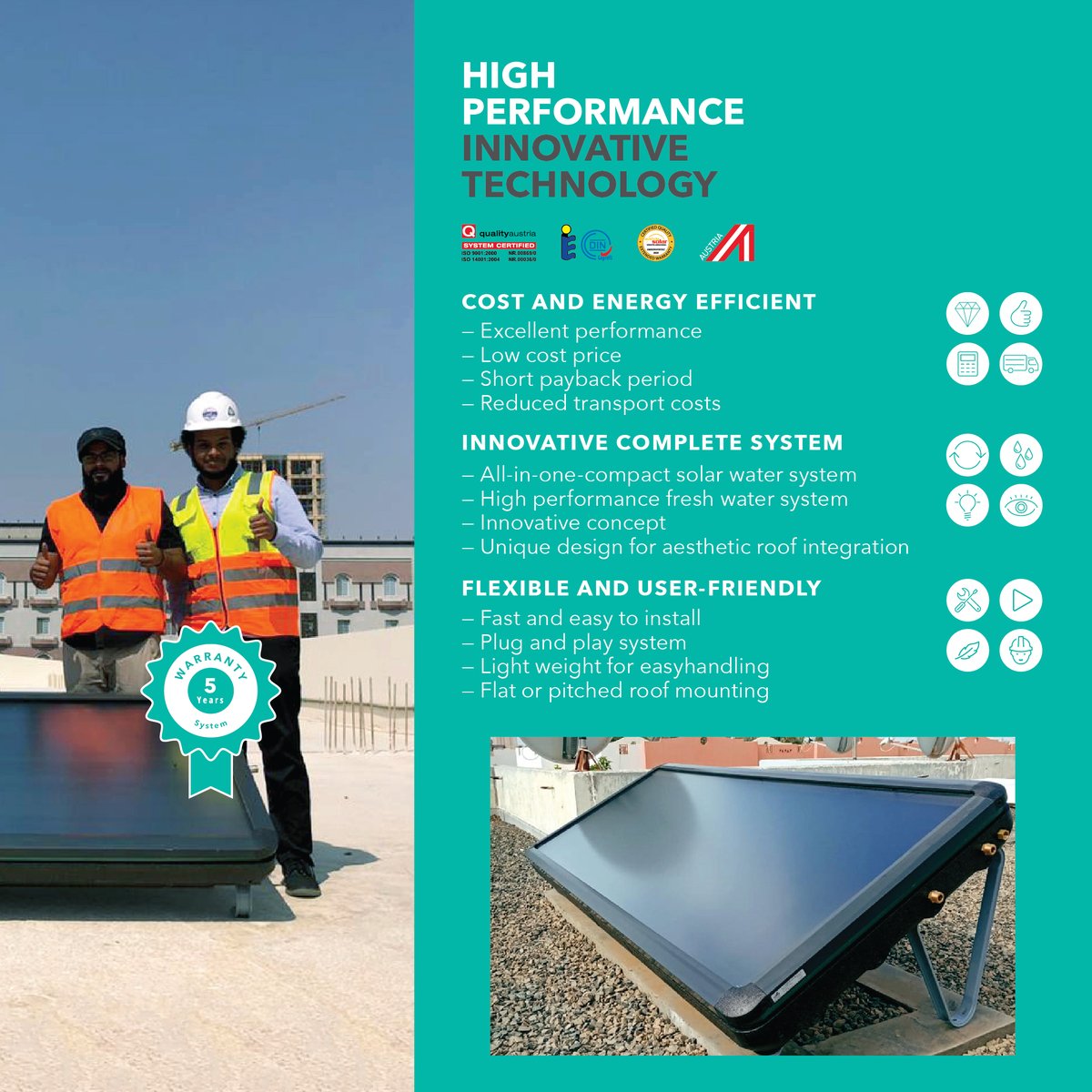 _cleantechsa's tweet photo. Introducing the latest innovation in Solar Water Heater- SUNPAD by GreenOneTec (Austria). Now available in Saudi Arabia. Stainless Steel All-in-one system designed to meet hot domestic water demand while being protected against premature failure due to overheating and hard water. https://t.co/WshPNLfRAS