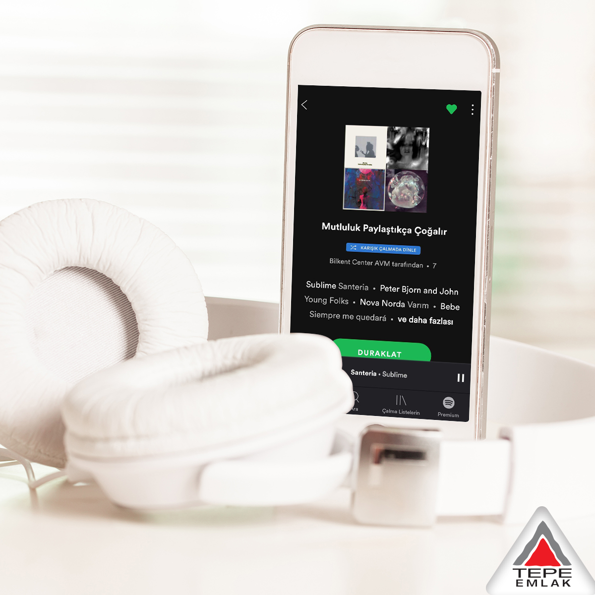 Bilkent Center'ın hazırladığı Spotify çalma listesi #mutlulukpaylaştıkçaçoğalır, evde geçirilen zamanı keyifli bir hale getirmek isteyenler için kulağa güzel gelen bir alternatif oluşturuyor. #tepeemlakyatırım #bilkentcenter #evdekal #tepedekal