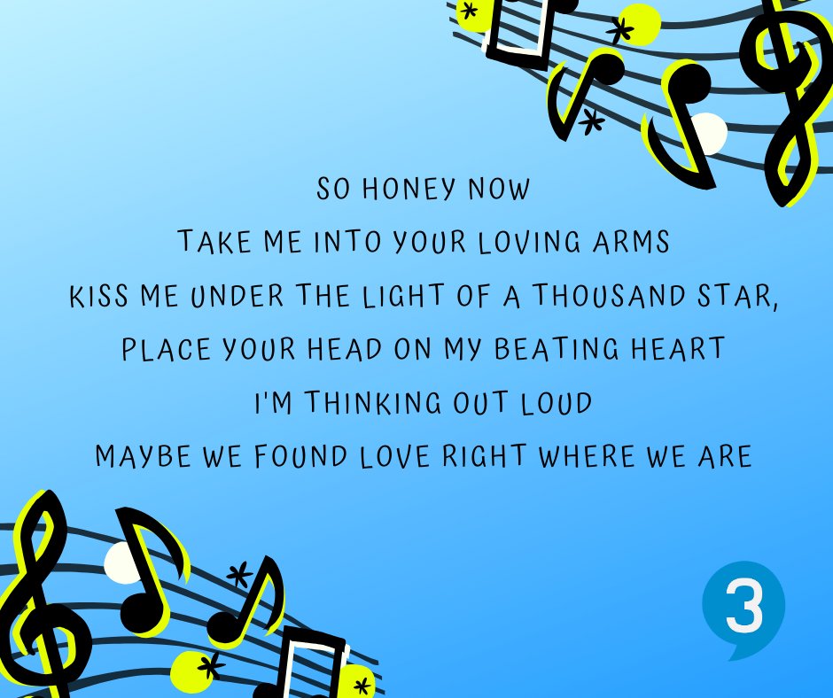Studio3Alicante's tweet photo. Estas letras son parte de la canción "Thinking out loud" de Ed Sheeran. ¿Te gusta esta canción?  #alicante #learnenglish #music #edsheeran #songs https://t.co/FwLFjTXjKS