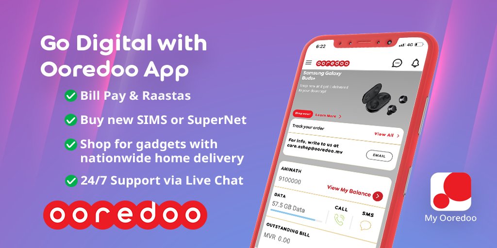 #StayHome &amp; Go Digital with #OoredooApp! You can recharge your data balances, pay your bills and even order &amp; pay for your cooking gas. Shop from home with free home delivery.
Reach us 24/7 on Live Chat for assistance.
Download 👉 ore.do/app
#StaySafe #StayConnected