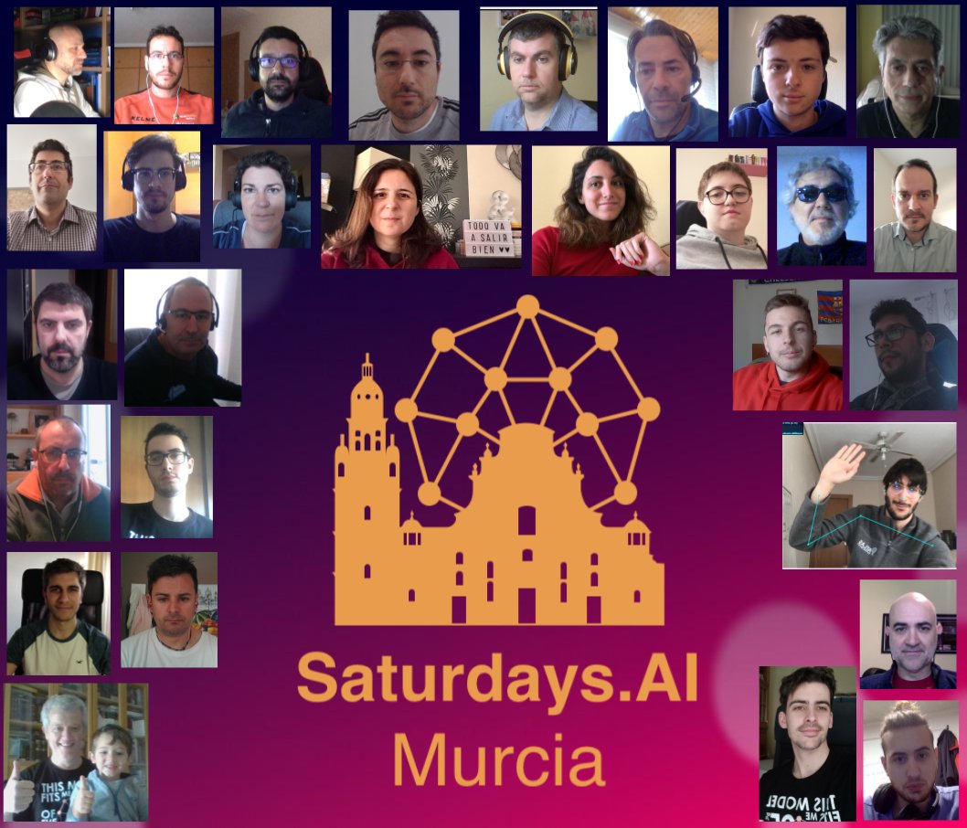 MurciaIA's tweet photo. Ni el coronavirus nos frena! Desde Murcia y desde nuestras casas seguimos en acción aprendiendo IA. Gracias otro sabádo más por hacer esta cuarentena lo mas provechosa posible. #YoMeQuedoEnCasa #ai4all #EsteVirusLoParamosUnidos https://t.co/pTNWoWxkio