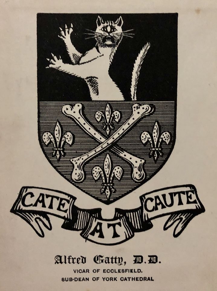 michaelffay60's tweet photo. Alfred Gatty's copy of The Dream of Gerontius (by Cardinal Newman). Gatty (1813-1903) was Vicar of #Ecclesfield, Sub-Dean #York Cathedral &amp; an author. Here is his bookplate (visual/verbal puns on his name) &amp; a photo (V&amp;A website). Gatty married Margaret Scott, author, #algologist https://t.co/Ay349fXIKU