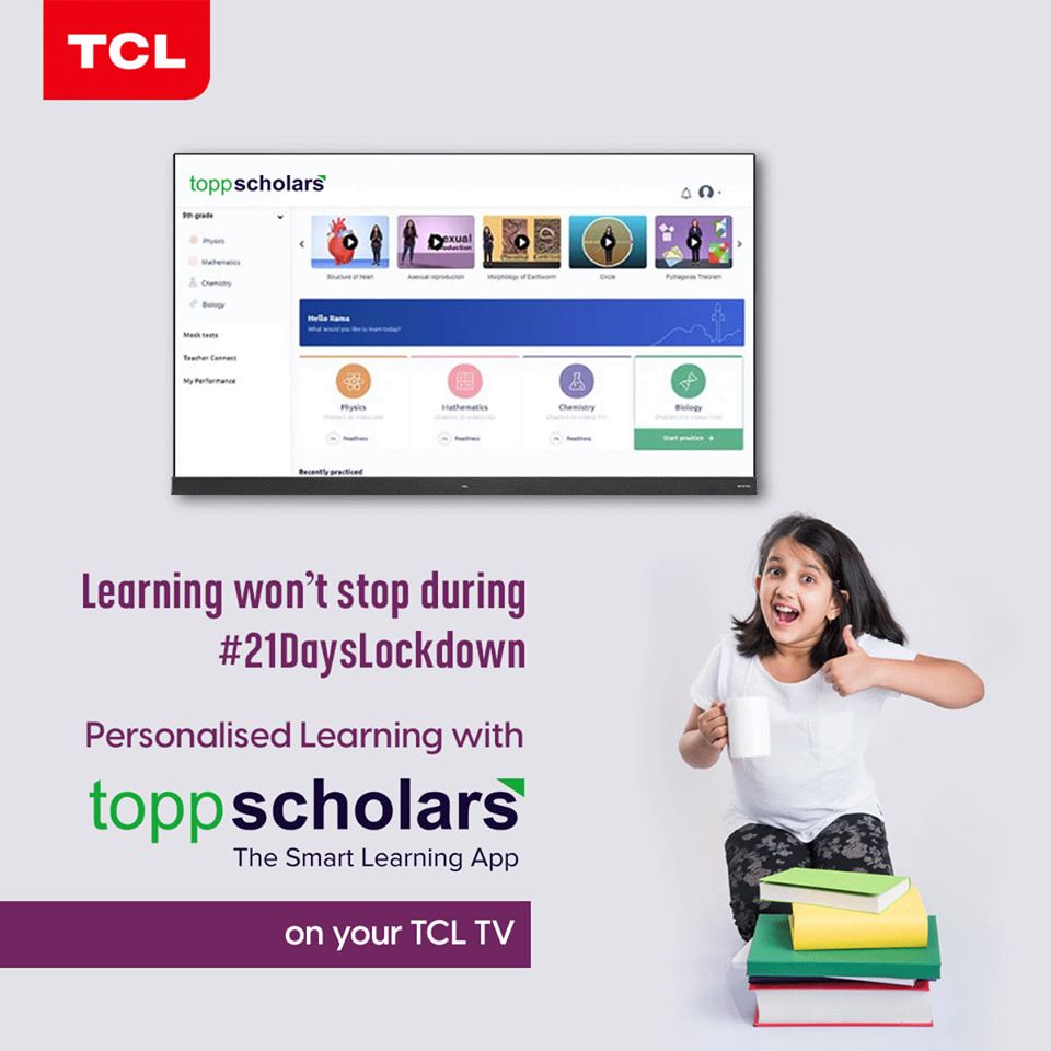 toppscholars's tweet photo. Don't let your children's education take a backseat because of #21DaysLockDown. Your kids will continue to learn despite staying at home with @toppscholars , Avail #SmartLearningApp for 30 Days Free Trial only on your #TCL Android TV.
#GharBaithoIndia #SocialDistancing #StayHome https://t.co/i2qVP9NFPU