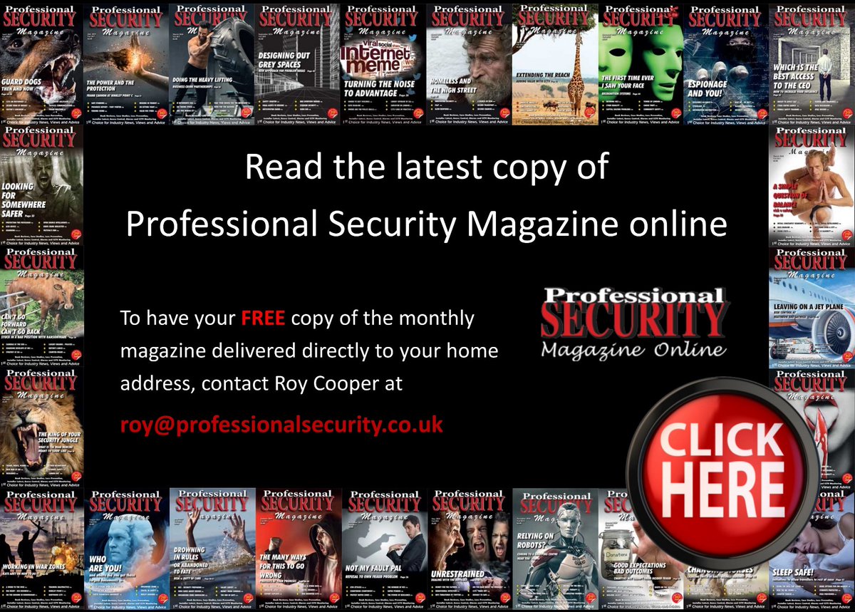 SECURITYTWENTY's tweet photo. Read the latest edition of Professional Security Magazine online: https://t.co/9q9Wz7X7KE

If you would like your FREE copy of the magazine sent to your home address, get in touch and we can arrange that for you
@Profsecman  @LunnRyanlunn  @LizMLloyd https://t.co/WQg6tkNnZy