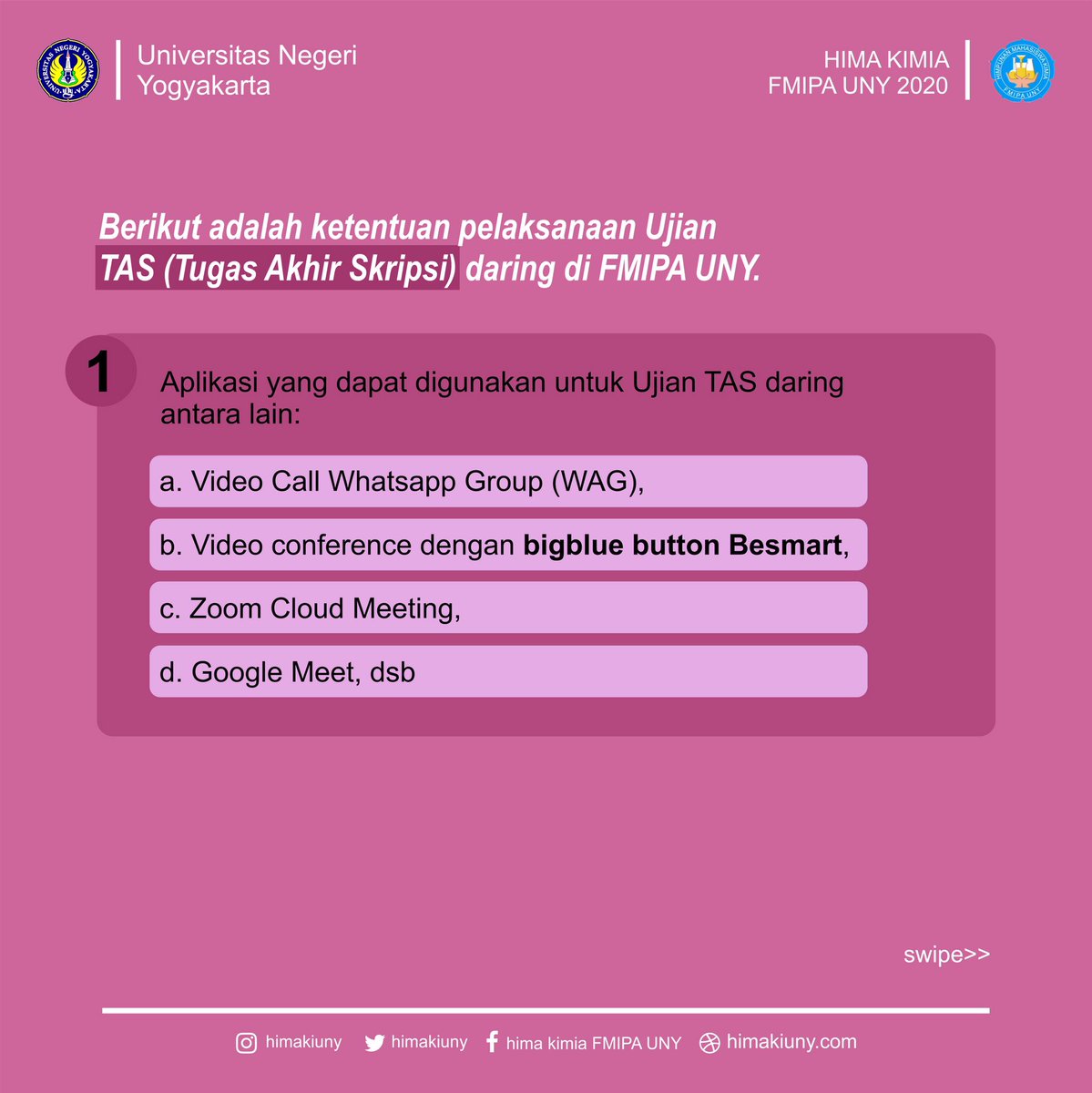 Hima Kimia Uny On Twitter Panduan Ujian Tas Daring Berikut Adalah Ketentuan Pelaksanaan Ujian Tas Daring Di Fmipa Uny Himakiuny Himaki2020 Himakidedikasi Https T Co Aatco5mwmd