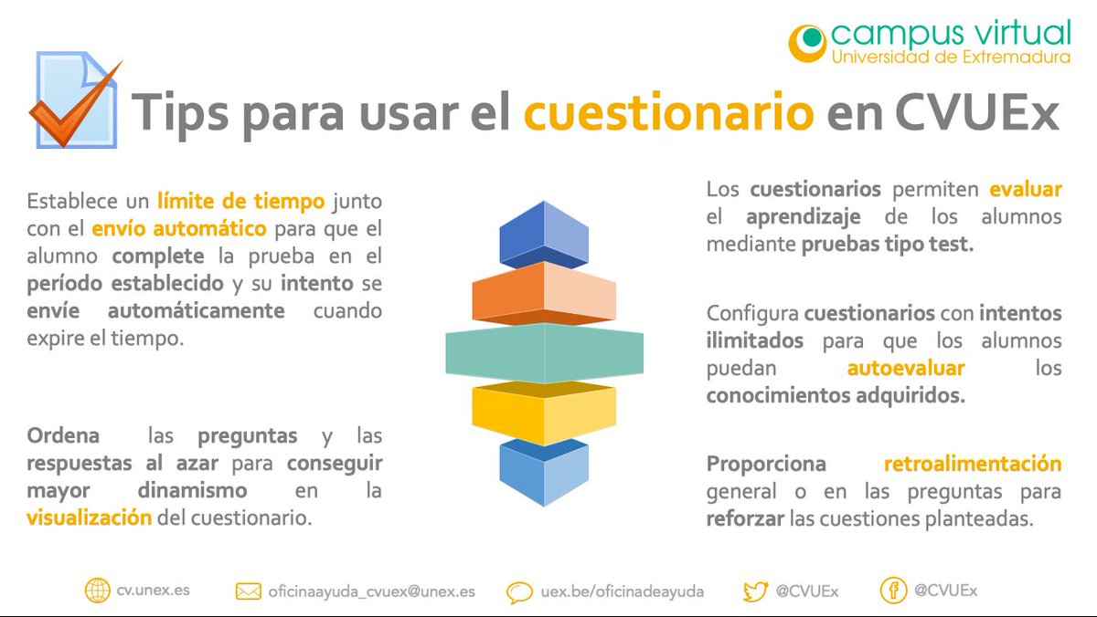 CVUEx's tweet photo. 💡El uso de cuestionarios permite evaluar el aprendizaje de los alumnos.
Si se permiten intentos ilimitados en los mismos se pueden definir escenarios de #autoevaluación👩💻🧑💻
Más info↪️📚https://t.co/hnedpm1AEh
Dudas sugerencias↪️📩oficinaayuda_cvuex@unex.es
#TipsCVUEx #Moodle https://t.co/93R1AILgRJ