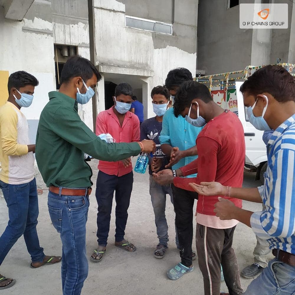 opchainsgroup's tweet photo. O P Chains Group at all its construction sites has distributed masks and sanitizers and have also helped their workers to stock there daily needs and to be with them in all ups and downs.

#covid_19 #BREAKING #CoronavirusOutbreakindia #coronavirus https://t.co/Yqgp7LOE7Q