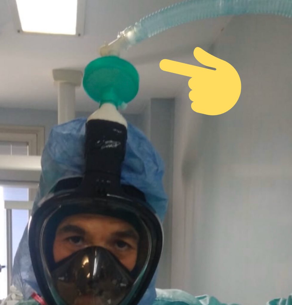 PauMatalap's tweet photo. EPI con filtro FFP3, protección facial total y sistema de ventilación para esos ratitos de agobio...
#UCICOVID
No tendremos los EPIs de los chinos, pero en imaginación y ganas LES PELAMOS💪🏽💪🏽💪🏽💪🏽💪🏽
#FUCKCOVID https://t.co/TFPAWumpqz
