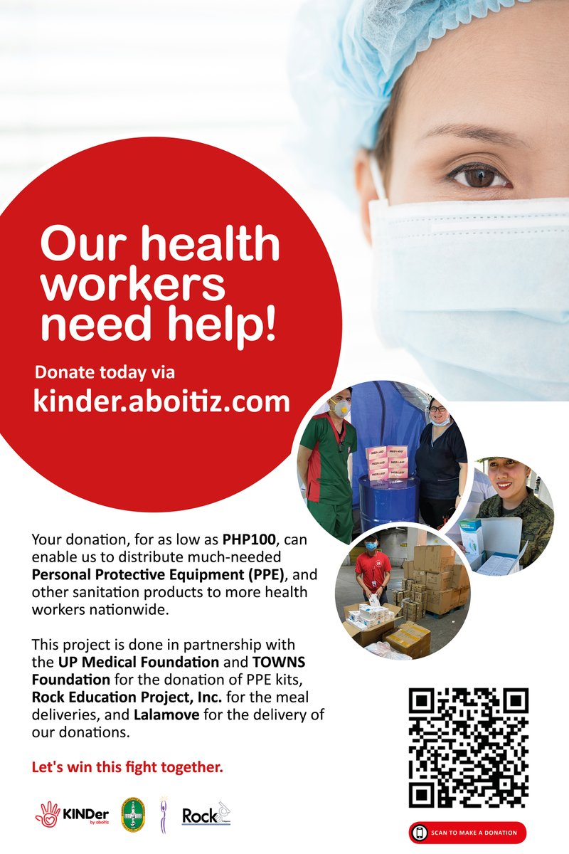 AboitizFDN's tweet photo. Our frontliners are working tirelessly for us. Let’s give back a little kindness by donating for their health and safety. Every donation you make can help protect lives. Donate today via https://t.co/C6W4epw5oY. #KinderEveryday https://t.co/63QurR63VB