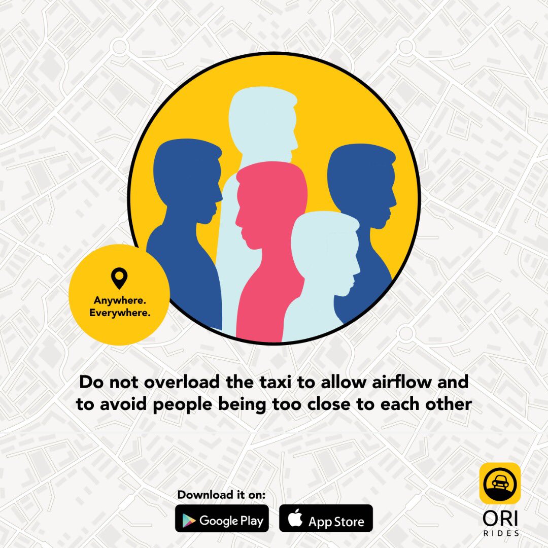 Carry a maximum of two passengers to ensure accurate sitting space and proper air flow within the vehicle .
#AnywhereEverywhere #StaySafeUG #Covid19
