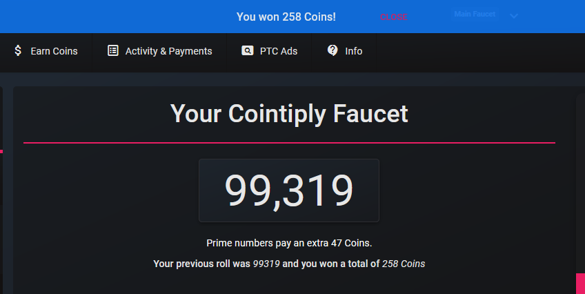 OnlineMoneyRu's tweet image. Just won 258 satoshi at @CointiplyFaucet #Bitcoin #faucet cointiply.com/r/5dyEp