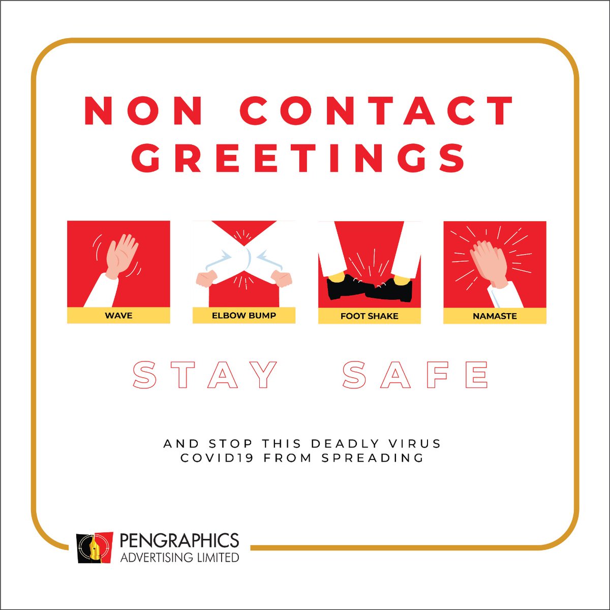 PengraphicsAD's tweet image. Let's flatten the curve. Avoid shaking hands. Follow the WHO and government directives. Meanwhile we are working remotely from home. Reach us for any design requirement. Call 0789 706 907.
#keepsafe
#curfewhours
#covid19
#enhancedvisibility
#pengraphicsadvertising