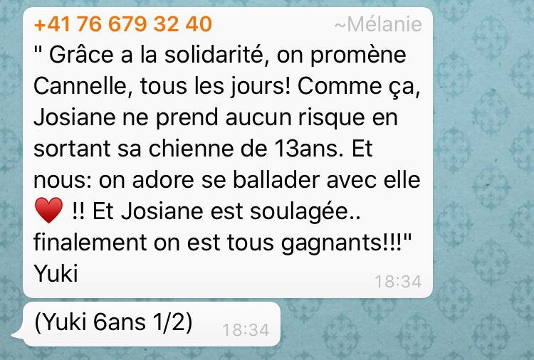 hilfjetzt's tweet photo. Un message qui fait chaud au coeur! Les chiens des personnes confinées doivent aussi être promenés! Merci Yuki de Genève!
#SolidariteCOVID19 https://t.co/AfZ4PxNRTU