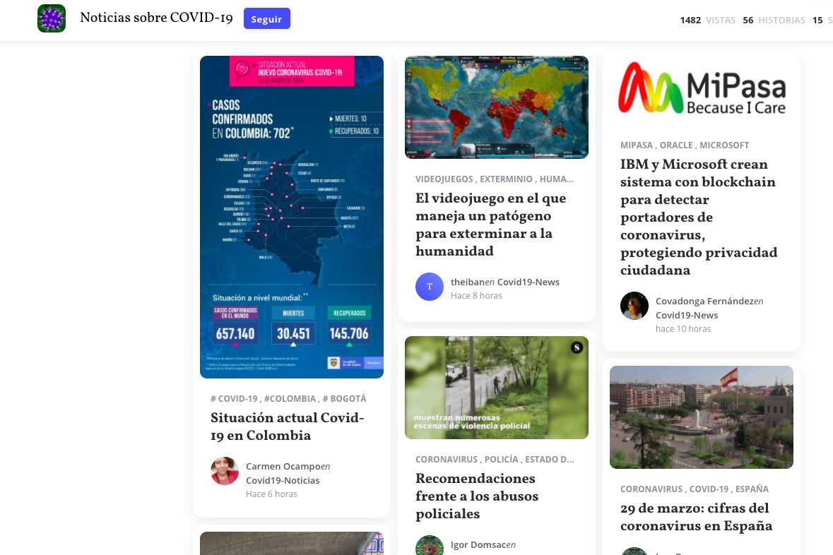 MediaBlockchain's tweet photo. La actualiad de #Covid19 en #CovidNews, el primer diario creado en #blockchain para las generaciones venideras. Si eres periodista y quieres unirte, sigue este enlace 👉https://t.co/0rSMAYqZ9W Experimentarás #blockchain y serás remunerado según las visitas de tus publicaciones https://t.co/oij6NZnpkM