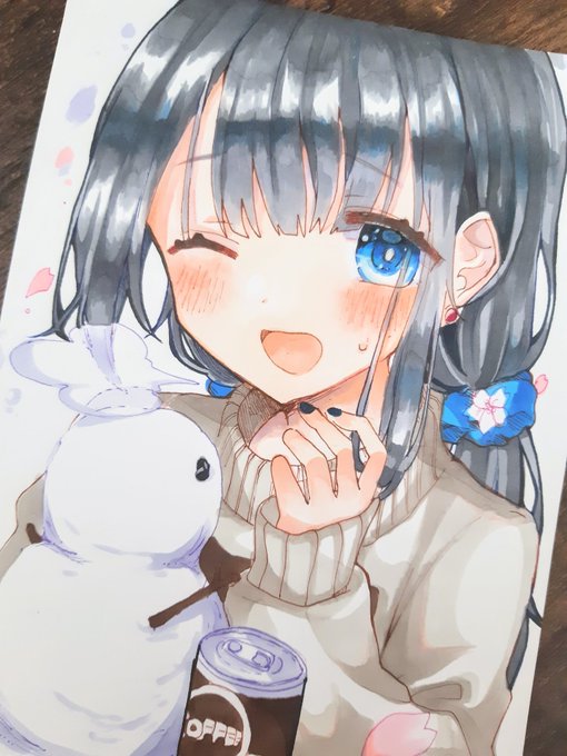 桜とちっちゃな雪だるま 