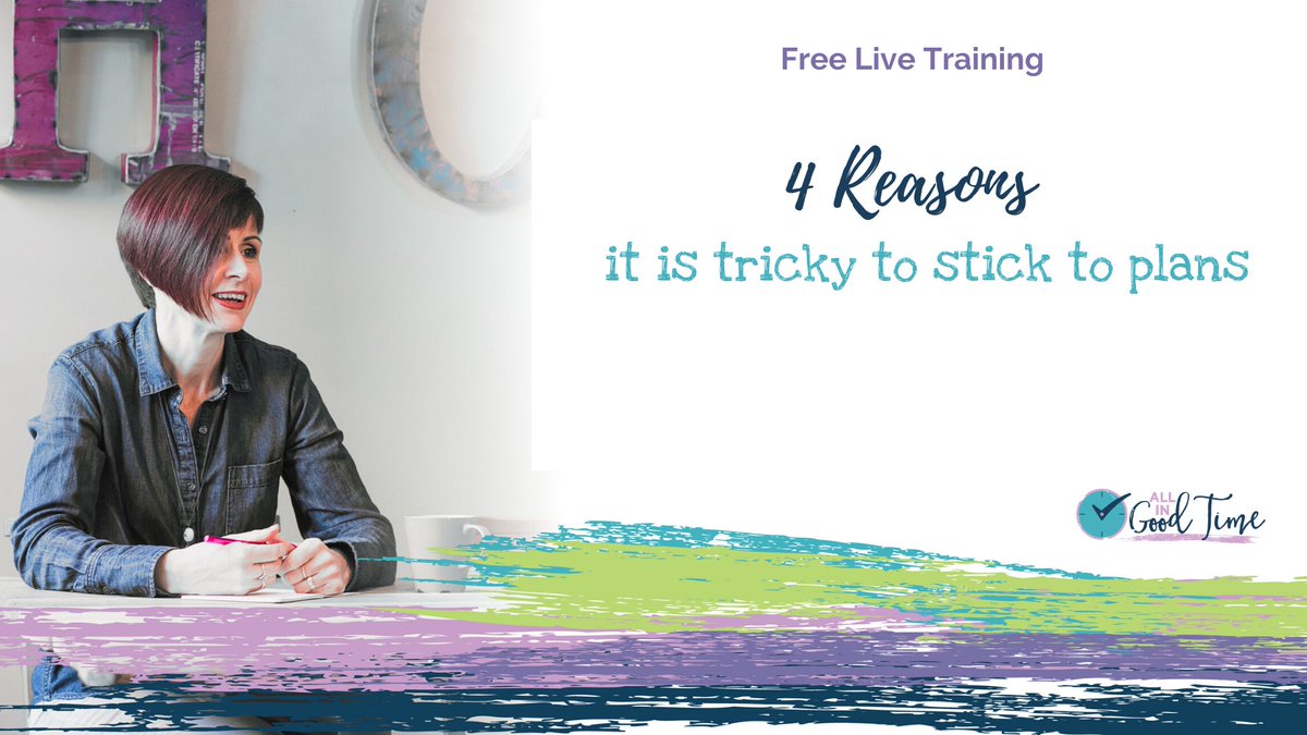 AllinGoodTimeUK's tweet photo. Join me for free live training - Thursday, 2nd April at 2.00pm over in the Purposeful #Productivity Posse! I'll be talking about the reasons you find it tricky to stick to plans and what you can do about it!  Join in here: https://t.co/0pmj2iE0Gv https://t.co/m9njFUIG97