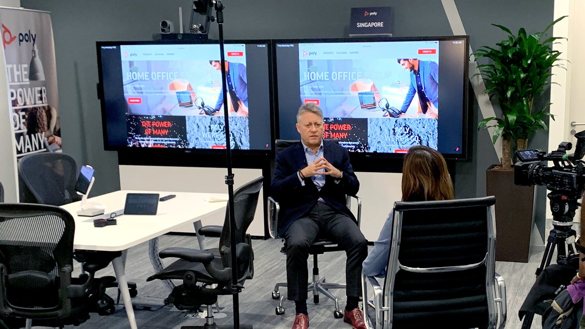 PolyCompanyAPAC's tweet photo. Last week, we hosted @ChannelNewsAsia at the Singapore #PolyExperienceCenter to discuss how Poly is helping companies and workers across Asia Pacific remain connected, productive and safe while #workingfromhome.

To learn more about Poly solutions, visit https://t.co/kcKAuHjl55. https://t.co/RBNKf1VJen