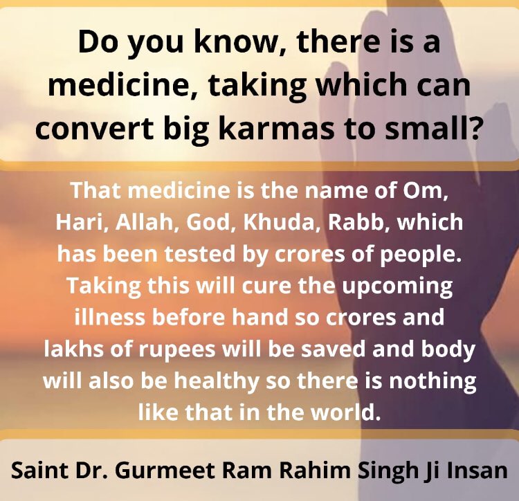 Mannii07's tweet photo. True Meditation is the #KeyToEveryProblem and supreme method to accomplish treasure of happiness. One would surely become worthy of bliss by regular & reciting of God's words.
-St Dr @GurmeetRamRahim Singh Ji Insan @DeraSachaSauda https://t.co/jSjqAiFBDI