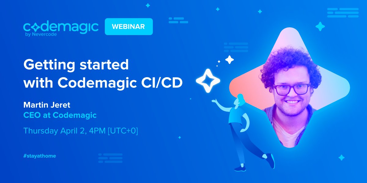 Codemagic 🔴LIVE WEBINAR🔴
🗓April 2
⏰ 16:00 [UTC +0]
🖥Zoom [zoom.us/j/780680279]
🎤 <a href="/martinjeret/">Martin Remmelgas</a> will talk about the best practices for setting up CI and publishing to the app stores. He will give you some valuable tips on how to improve and analyze your build speeds🚀