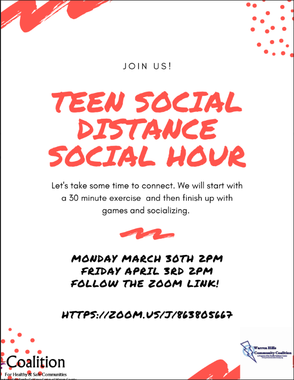 Two opportunities for Teen Social Distance Social Hour this week!