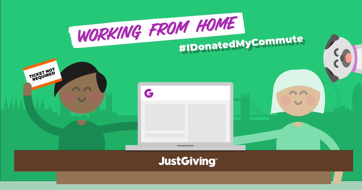 JustGiving's tweet image. If you’re working from home, why not donate the usual cost of your commute (like your bus fare, train ticket or petrol money) to a charity supporting those affected by COVID-19?

Then, download this postcard and share on social using #IDonatedMyCommute 
👉 just.ly/positivepostca…