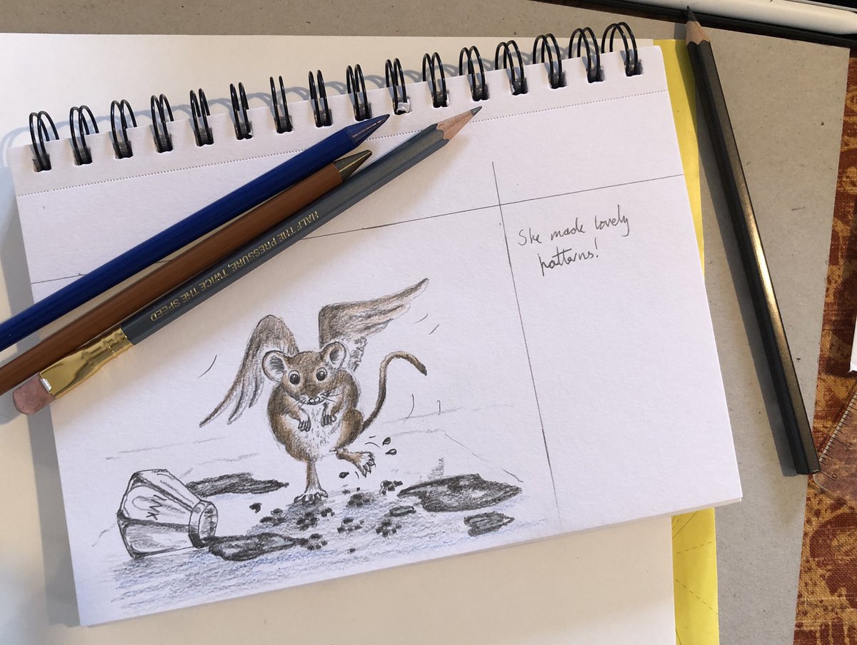FionaThomsonArt's tweet photo. ‘She made pretty patterns with her feet.’

#mouse #iamdrawingabook #pencilexperiments #surprise #friend #tinymouse #2Bornot2B #palominoBlackwing #ink #picturebook #illustrator #illustration https://t.co/ZkzHHWTYBf