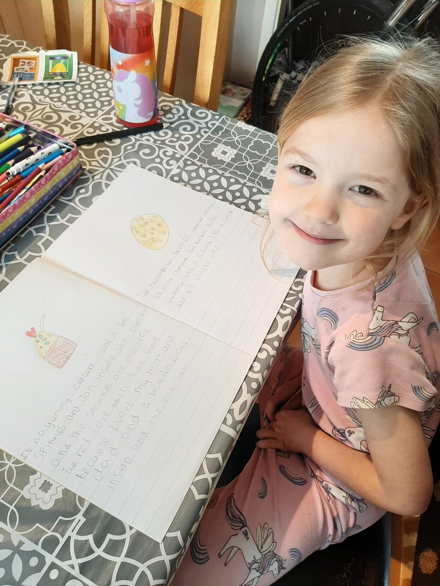 GSherry10's tweet photo. #HLC_primary Freya picked drawing as her creative time today! She then decidwd she wanted to write about her pictures 🧁🥞 https://t.co/WHiFAg9M02