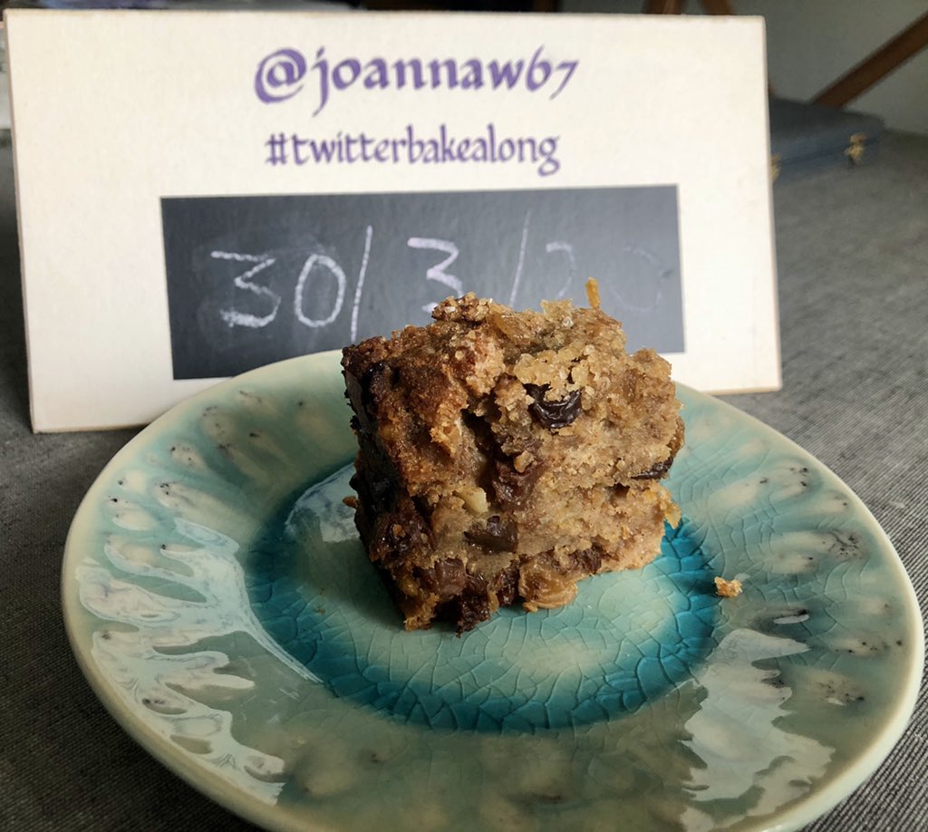 joannaw67's tweet photo. I finally did some baking - good old fashioned bread pudding for  #TwitterBakeAlong #staysafeandbake #keepsafeandbake If nothing else because there was some old yellow-sticker bread in the freezer and I needed the space for fresh bread! https://t.co/GLk5oMjiXS