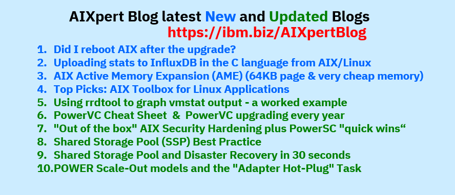 mr_nmon's tweet photo. IBM #DeveloperWorks final shutdown=tomorrow
So 1st April will be a no joke!
#AIXpert Blogs: https://t.co/OGmtknEueI includes 125 of the updated articles + new ones
Next for me:
- Working on #njmon/#nimon blog
- #AIX #smitty YouTube video.
AIX hands-on topic video ideas, please! https://t.co/7rH75ABa60