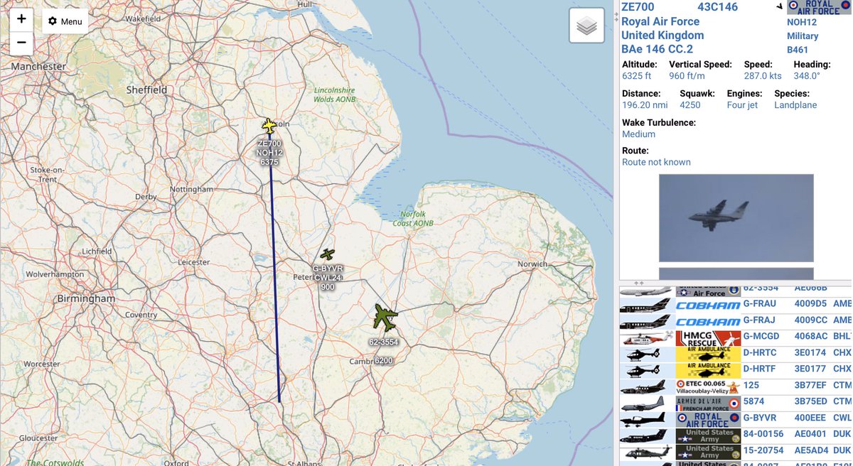 mil_scot's tweet photo. Tracking #QueensFlight #BAe146 #ZE700 "The Royal Flight" #Lincolnshire #StayAtHomeAndStaySafe #ProtectTheNHS #UKlockdown any guesses where itโs heading ? #avgeek #planespotting #princecharles https://t.co/qVnORHhvfx